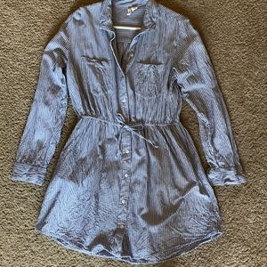 Japna blue and white striped button up dress